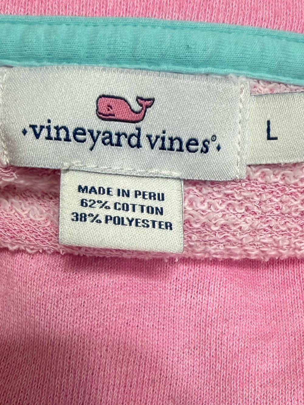 Vineyard Vines Pink Quarter-Zip Pullover with Mint Trim - Picture 6 of 6